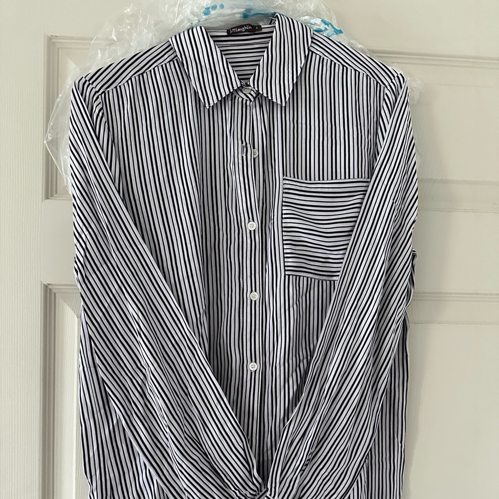 J McLaughlin size small long sleeve striped button up shirt